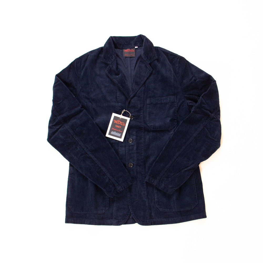 Vetra Navy Stiff Corduroy French Chore Blazer