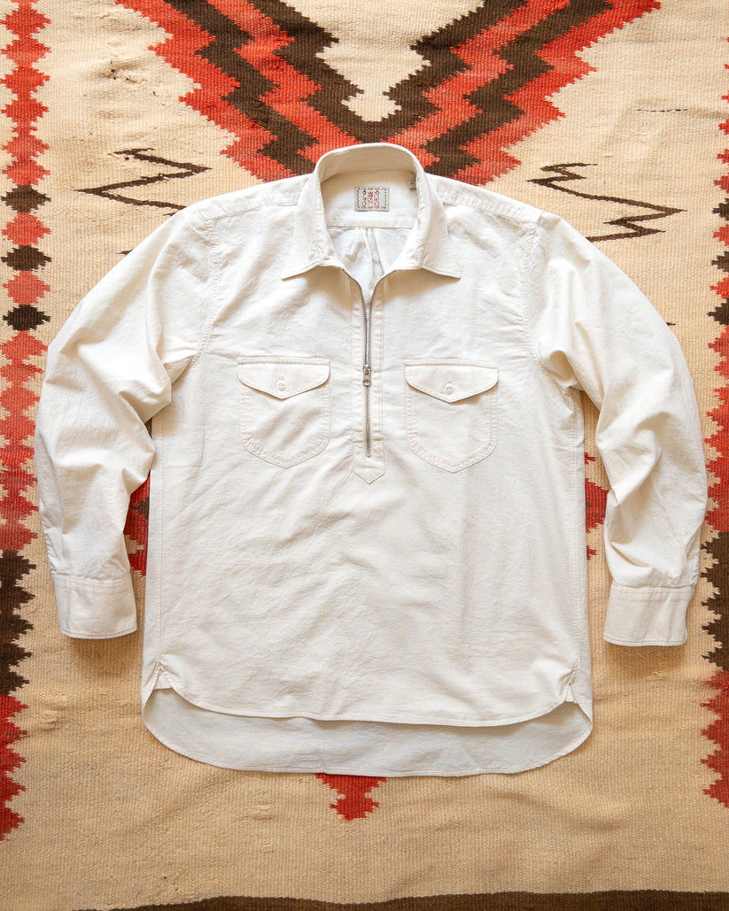 WYTHE Aertex Half-Zip Shirt Unbleached