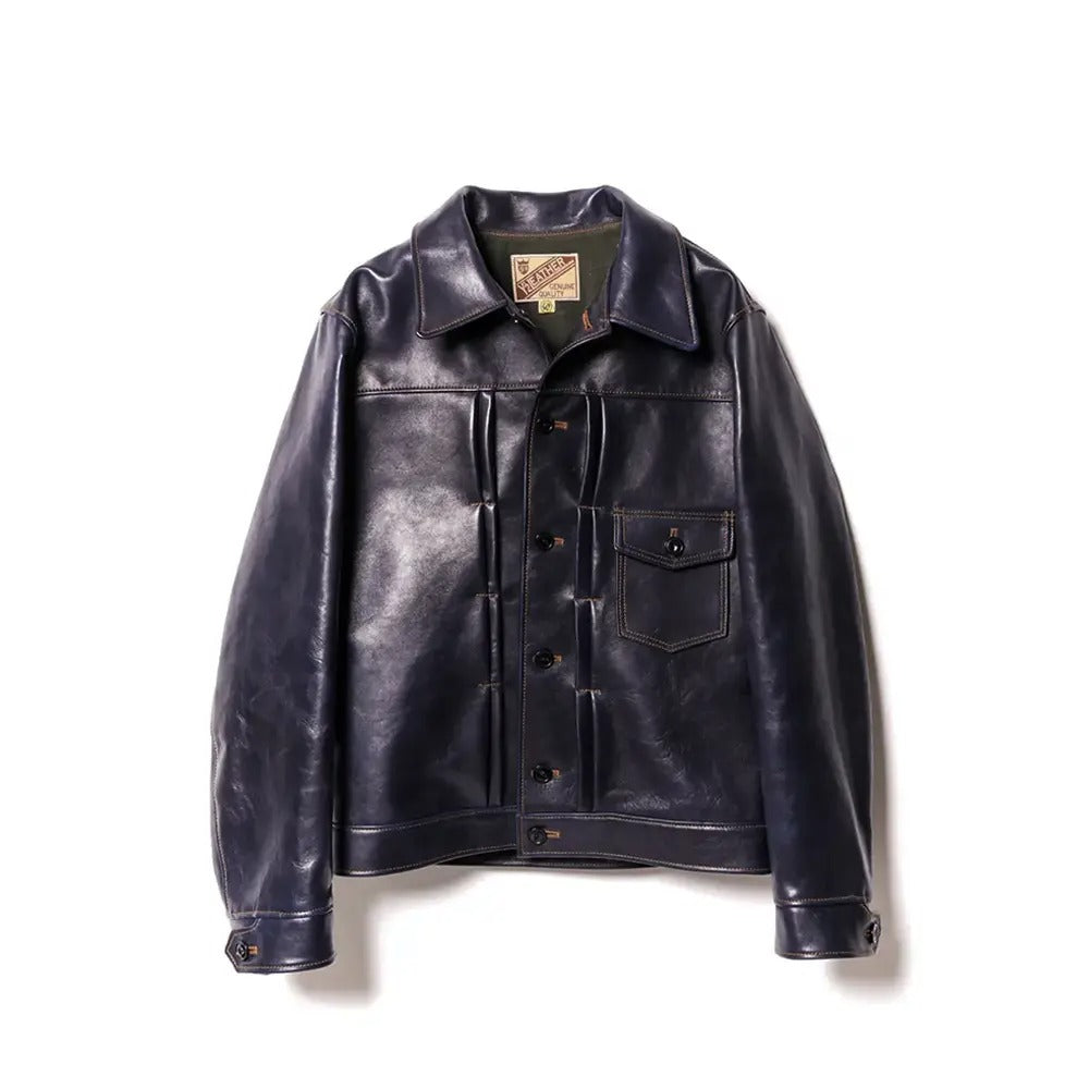 Y2 LEATHER ワイツーレザー INDIGO HORSE 1st 36 Y'2 Leather】Indigo Horse 1st Type Leather Jacket – Blue Beach Denim