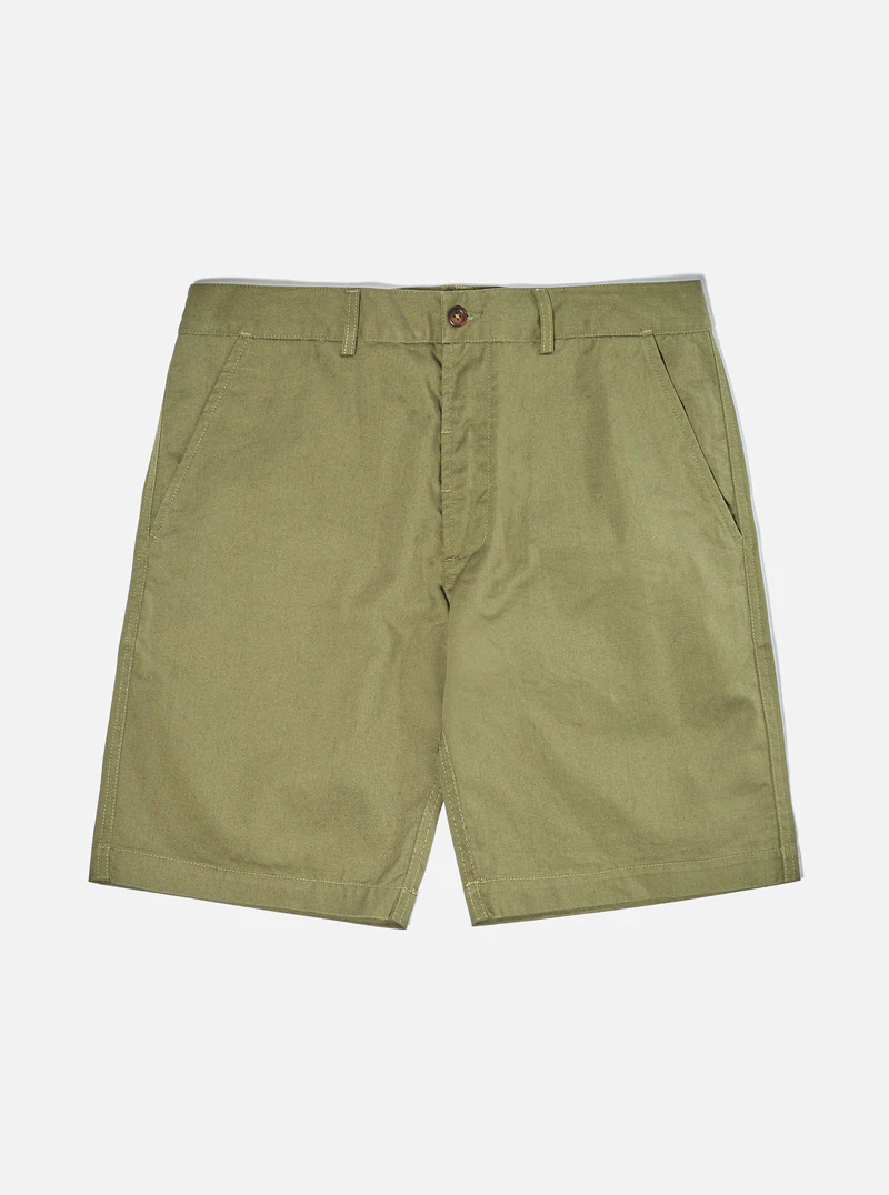 【Universal Works】Deck Short In Light Olive Twill