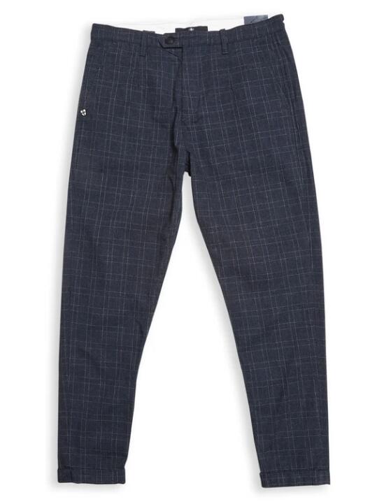 【Blue de Genes】義大利彈性格紋休閒西褲 Raphael Gate Trousers
