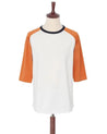 【Indigofera】Supima Leon Raglan Sweater ／ 頂級匹馬棉 拉克蘭五分袖上衣 白橘拚色