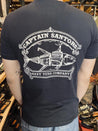【Captain Santors】Serafino Tee Tuna Navy／Mechanical Tuna Pattern Real Horn Button Henry Collar Dark Blue