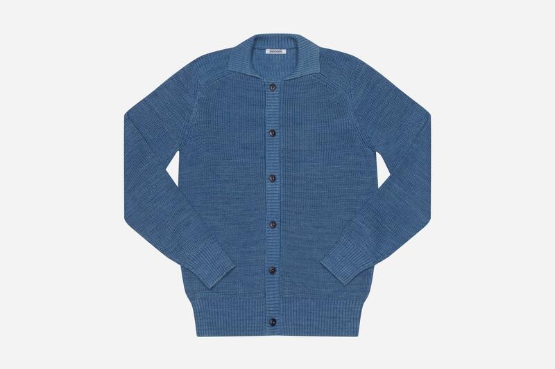 【3sixteen】Pima Cotton Collared Cardigan Indigo