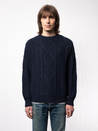 【Nudie Jeans】粗針織圓領 長袖棉製毛衣／Didrik Braided Indigo Sweater