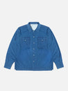 【Universal Works】Treck Shirt In Washed Indigo Herringbone Denim