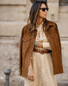 【Fortela】RANCH CR001 MOU Western Suede Shirt Jacket 