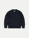 【Nudie Jeans】粗針織圓領 長袖棉製毛衣／Didrik Braided Indigo Sweater