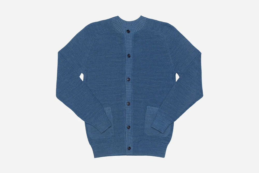 【3sixteen】義大利藍染匹馬棉 開襟毛衣／Crewneck Cardigan Indigo