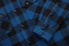 【3sixteen】Crosscut Flannel - Indigo Buffalo Plaid / 特殊剪裁厚磅法蘭絨襯衫 藍染 - Blue Beach Denim
