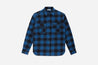 【3sixteen】Crosscut Flannel - Indigo Buffalo Plaid / 特殊剪裁厚磅法蘭絨襯衫 藍染 - Blue Beach Denim