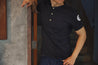 【Captain Santors】Serafino Tee Tuna Navy／Mechanical Tuna Pattern Real Horn Button Henry Collar Dark Blue