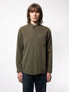 [Nudie Jeans]Chet Pigment Dye Shirt olive