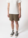 【Nudie Jeans】Luke Shorts Solid Faded Green／9.5oz／有機棉 斜紋卡其短褲