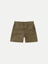 【Nudie Jeans】Luke Shorts Solid Faded Green／9.5oz／有機棉 斜紋卡其短褲