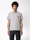 【Nudie Jeans】Roy Logo Tee Greymelange／有機公平貿易棉 logo T