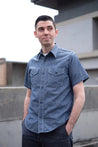 【The Rite Stuff】Bantam Cotton-Linen Short-Sleeve Work Shirt (Indigo) 