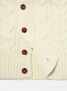 【Universal Works】Cable Knit Cardigan In Ecru Soft Wool Knit