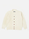 【Universal Works】Cable Knit Cardigan In Ecru Soft Wool Knit