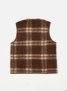 【Universal Works】Zip Gilet In Brown Soft Wool Fleece