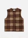 【Universal Works】Zip Gilet In Brown Soft Wool Fleece