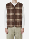 【Universal Works】Zip Gilet In Brown Soft Wool Fleece