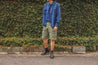 【Universal Works】Treck Shirt In Washed Indigo Herringbone Denim