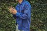 【Universal Works】Treck Shirt In Washed Indigo Herringbone Denim
