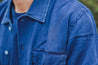 【Universal Works】Treck Shirt In Washed Indigo Herringbone Denim