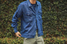 【Universal Works】Treck Shirt In Washed Indigo Herringbone Denim