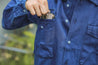【Universal Works】Treck Shirt In Washed Indigo Herringbone Denim