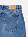 【Nudie Jeans】Maud Shorts Nostalgic Blue / 女版 懷舊石洗 有機棉 高腰長版短褲