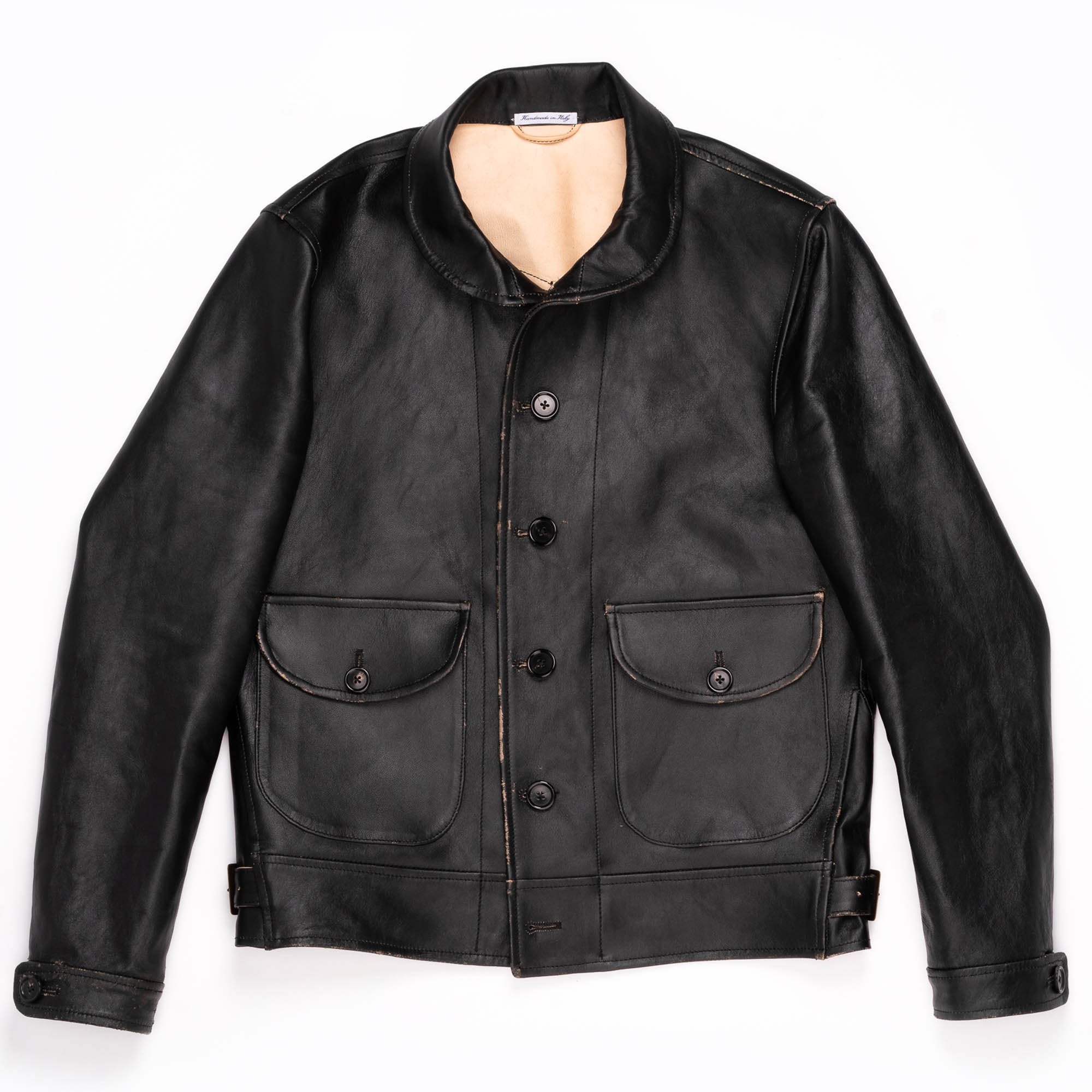 Shangri-La Heritage】Cossack Black Tea-core Leather Jacket – Blue 